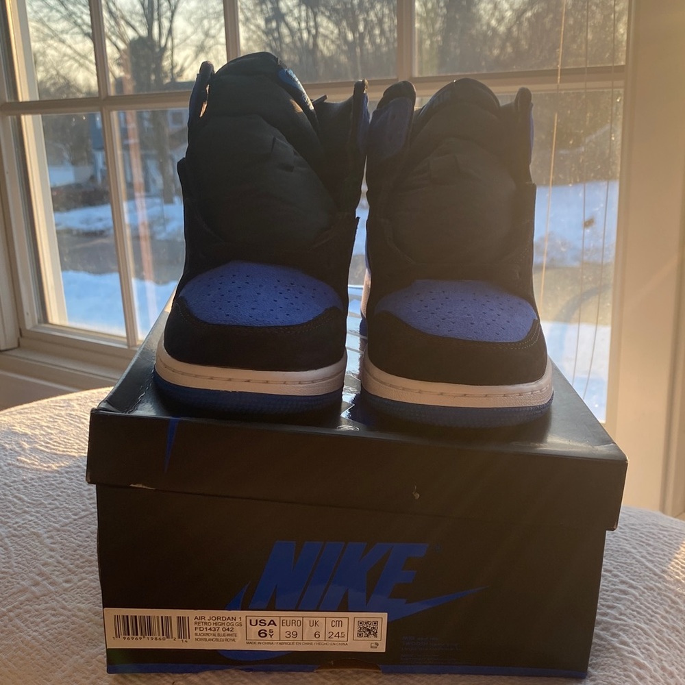 Nike Air Jordan 1 High Black and Blue Sneakers